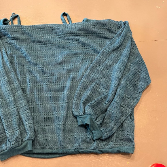 Free People Off Shoulder Sweater with Faux Straps - Picture 8 of 10